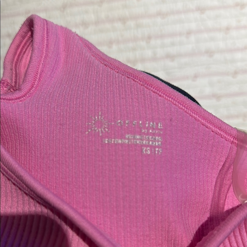 Pink One Shoulder Ribbed Crop Top - Picture 3 of 5